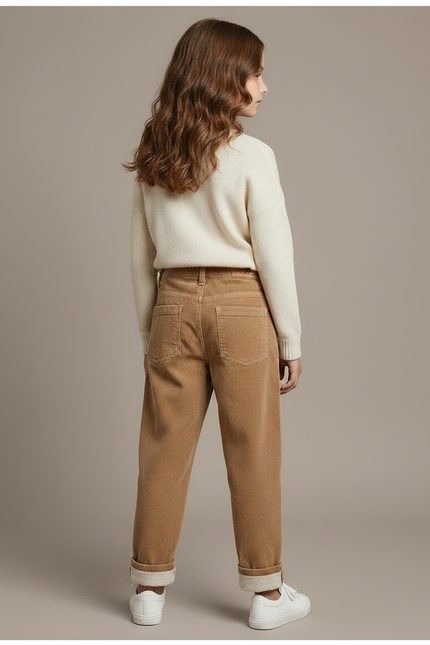 Pantalon Marron Côtelé Harem Enfants Décontracté Chaud - Cordé - vue 2