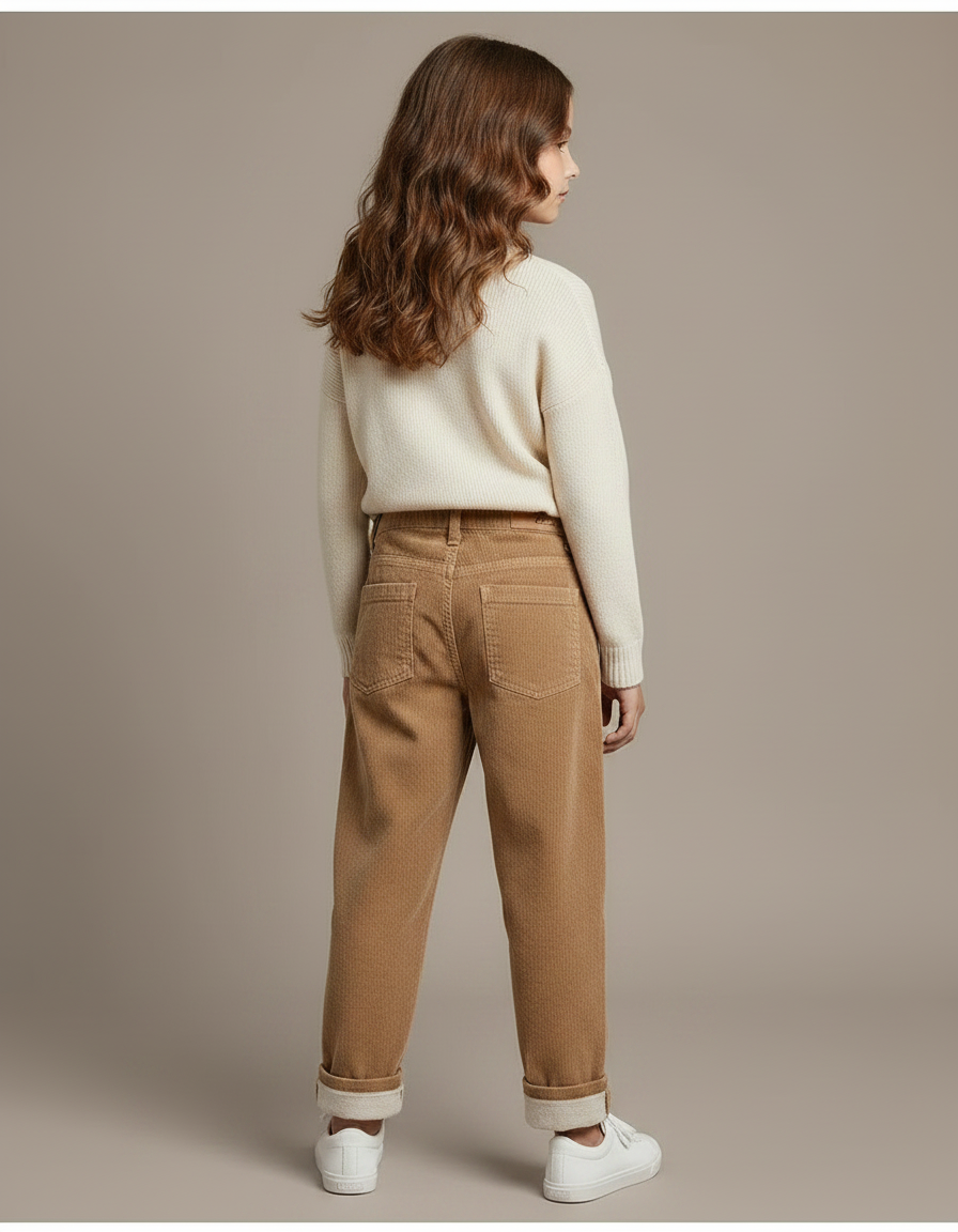 Pantalon Marron Côtelé Harem Enfants Décontracté Chaud - Cordé - vue 2
