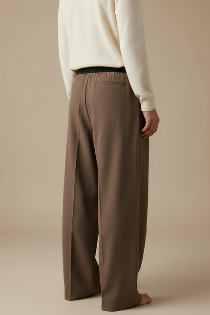 Pantalon Oversize Marron - Gabardine - vue 2