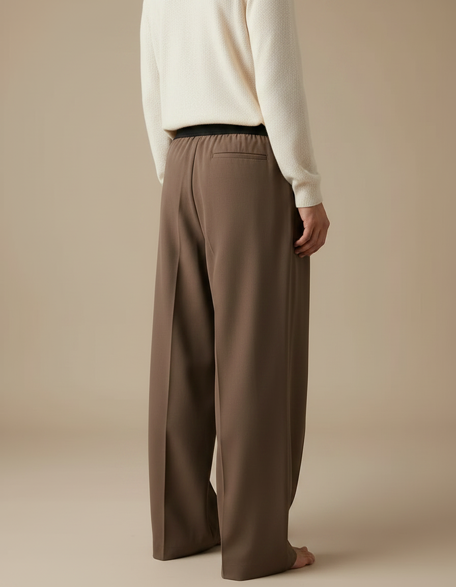 Pantalon Oversize Marron - Gabardine - vue 2