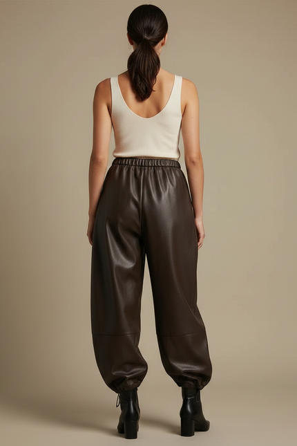 Pantalon Marron Cuir - vue 2