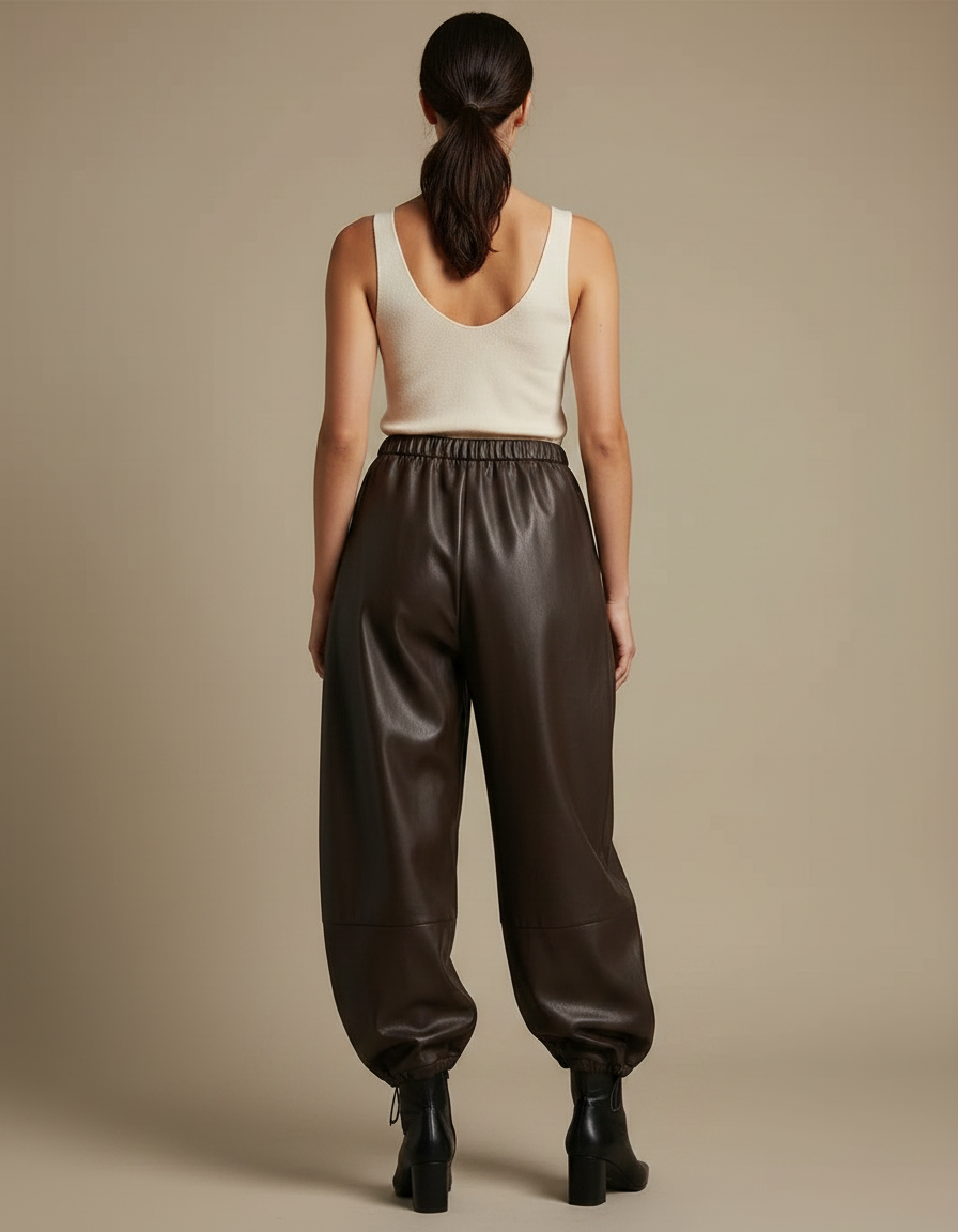 Pantalon Marron Cuir - vue 2