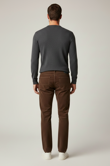 Pantalon Marron Homme Côtelé Droit Décontracté Confortable - Cordé - vue 2