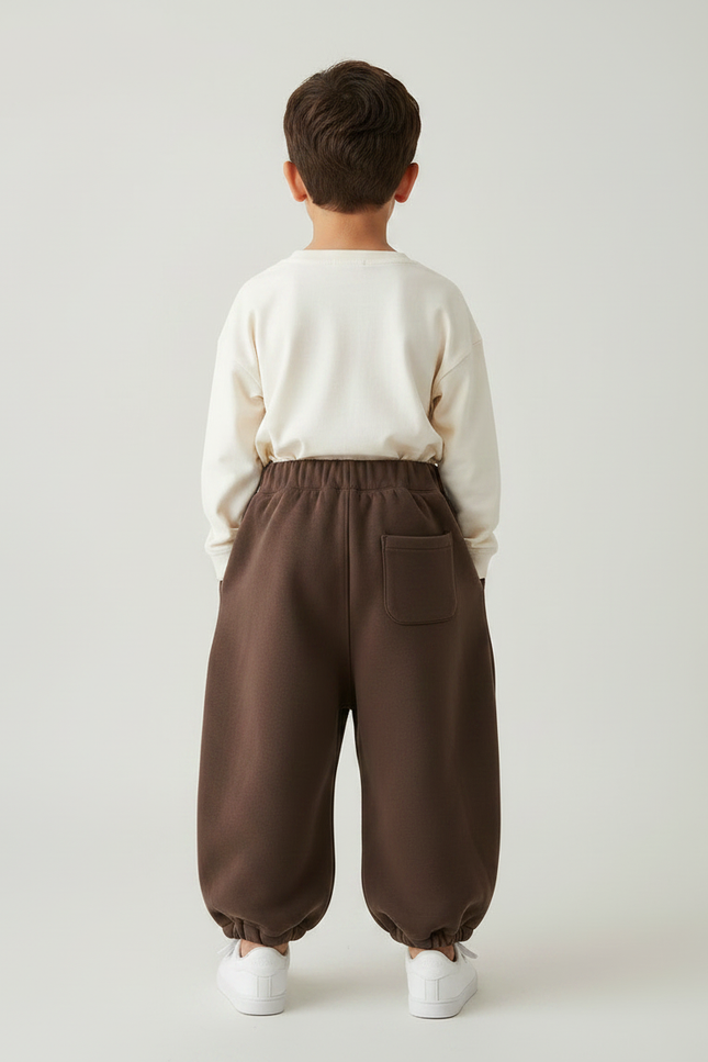 Pantalon Marron Ample Élastique Confortable Enfant - Molleton - vue 2