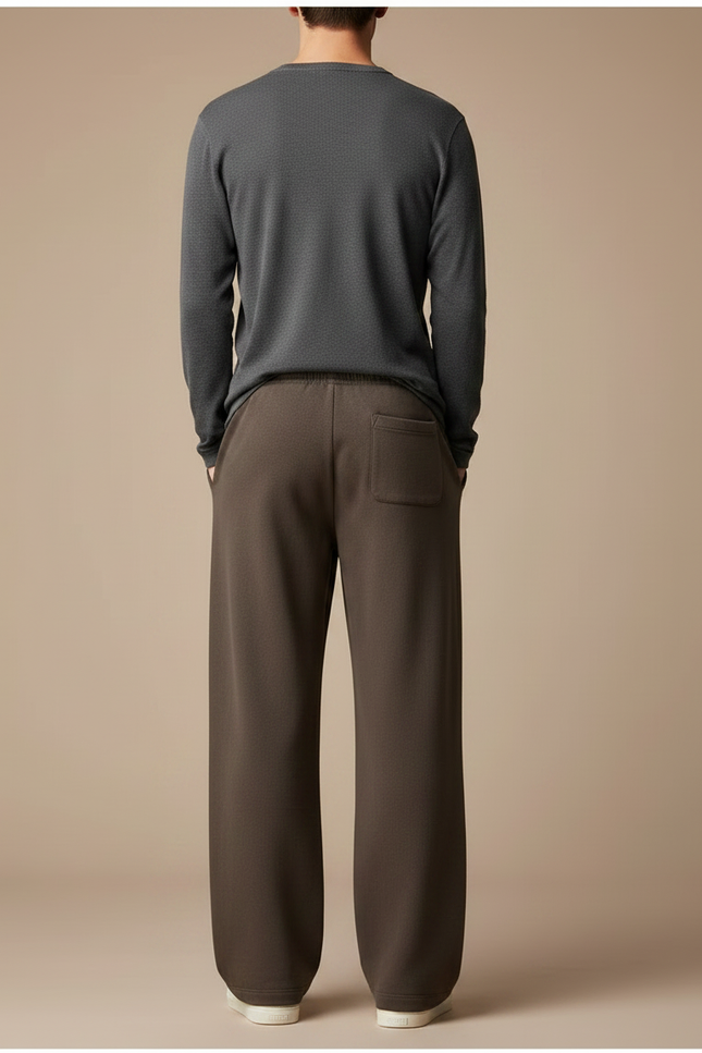 Pantalon Marron Ample Molletonné Cordon Décontracté Homme - vue 2