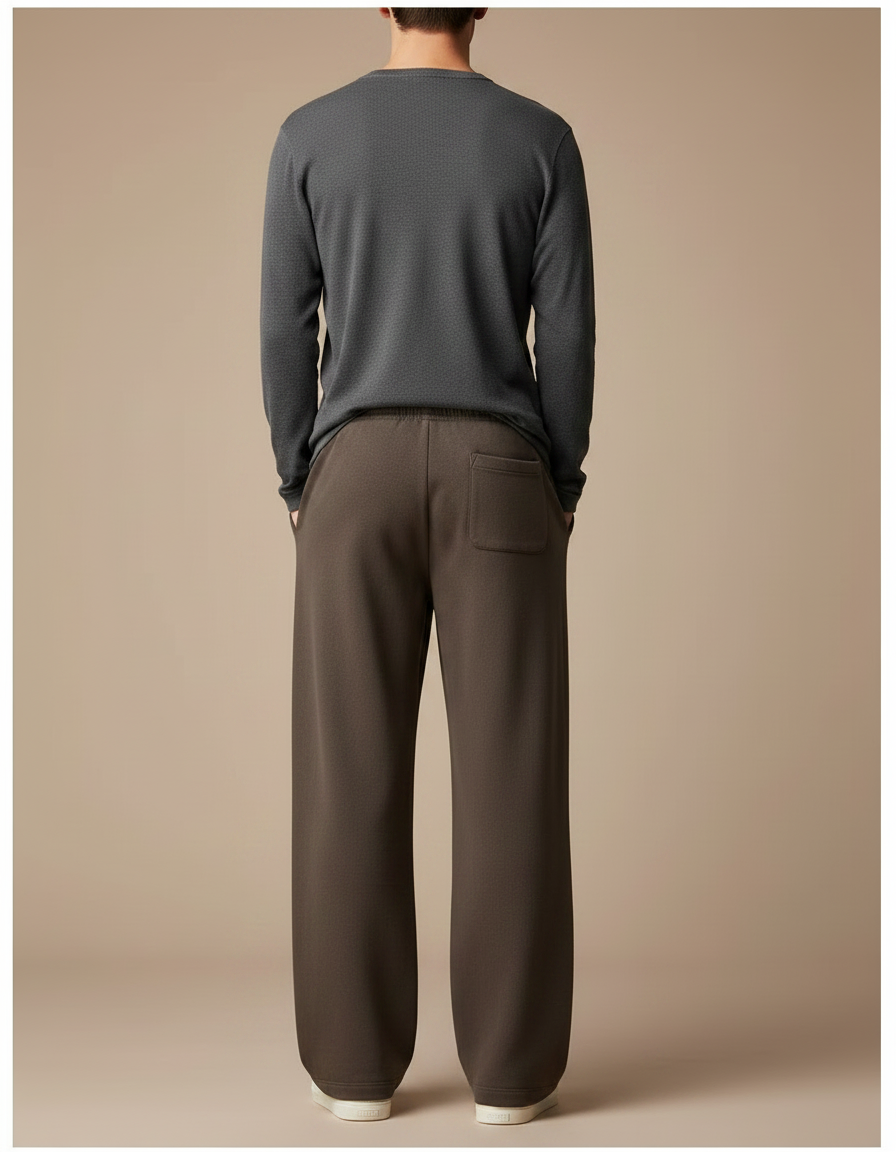 Pantalon Marron Ample Molletonné Cordon Décontracté Homme - vue 2