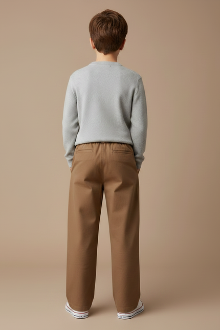 Pantalon Marron Coton Ample Décontracté Enfant - vue 2