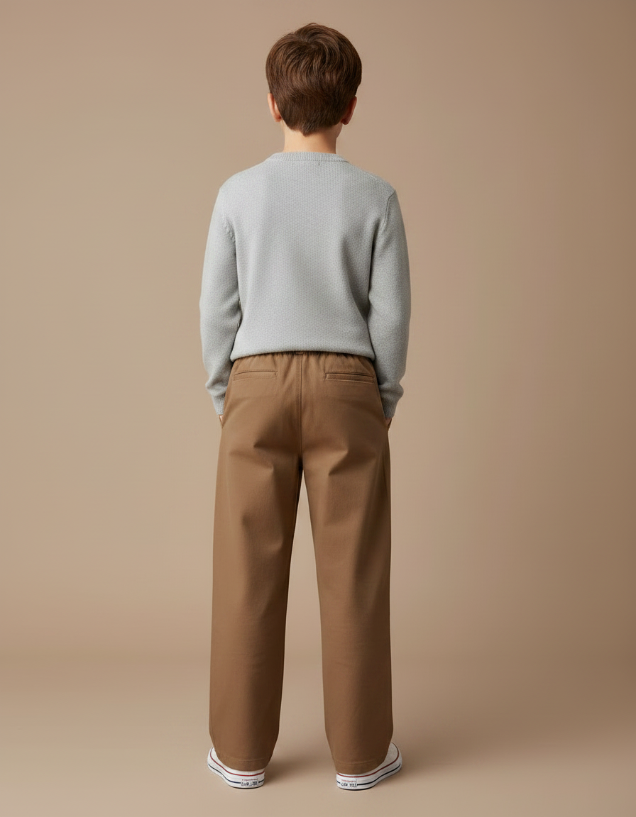 Pantalon Marron Coton Ample Décontracté Enfant - vue 2