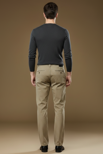 Pantalon Marron Chino Coton Homme Décontracté Élégant - Kaki - vue 2