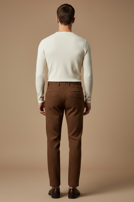 Pantalon Pied De Poule Marron Homme - Tweed - vue 2