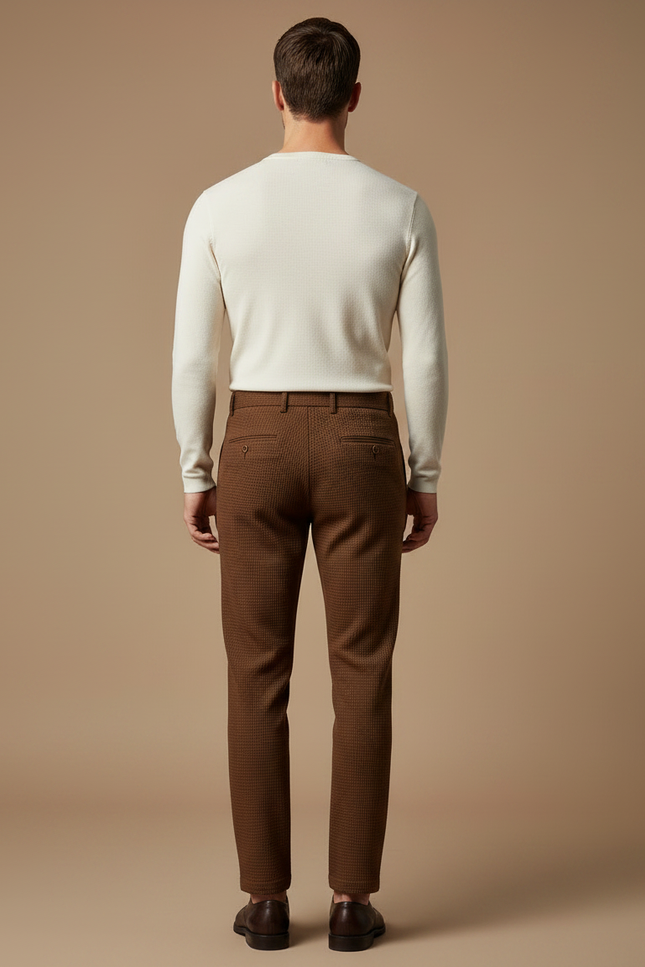 Pantalon Pied De Poule Marron Homme - Tweed - vue 2