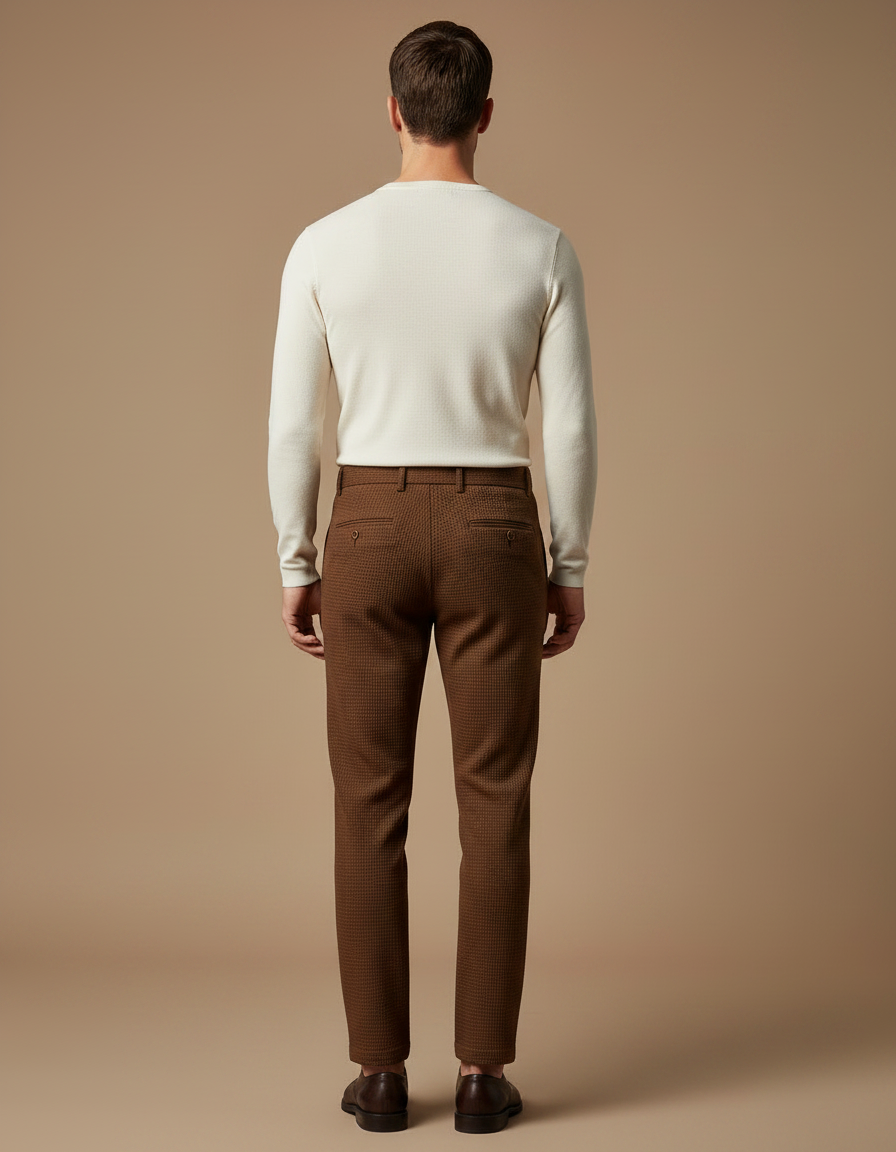 Pantalon Pied De Poule Marron Homme - Tweed - vue 2