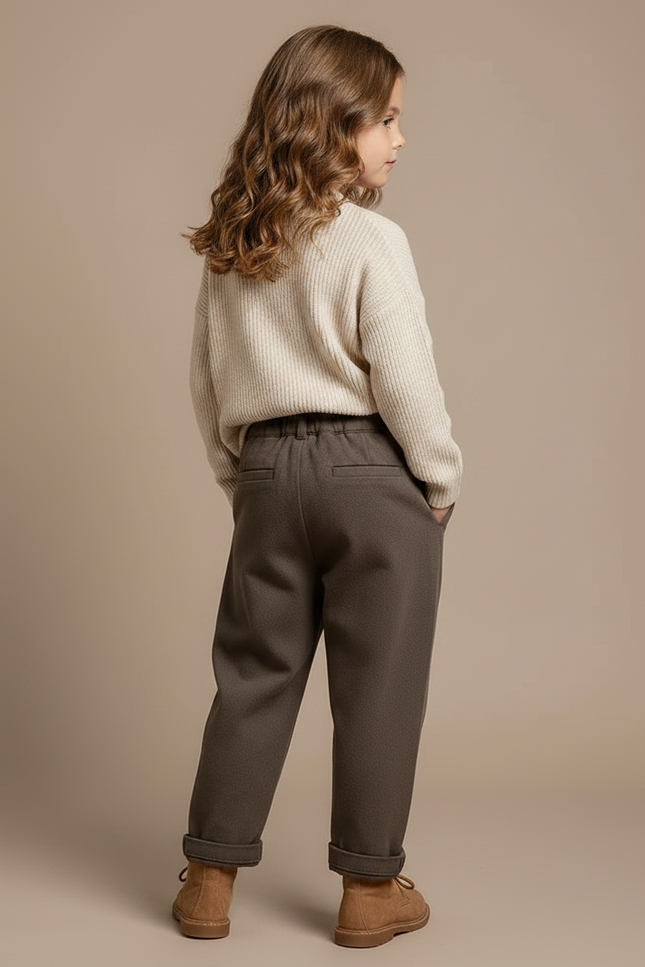 Pantalon Marron Ample Texturé Décontracté Enfant Chic - Molleton - vue 2