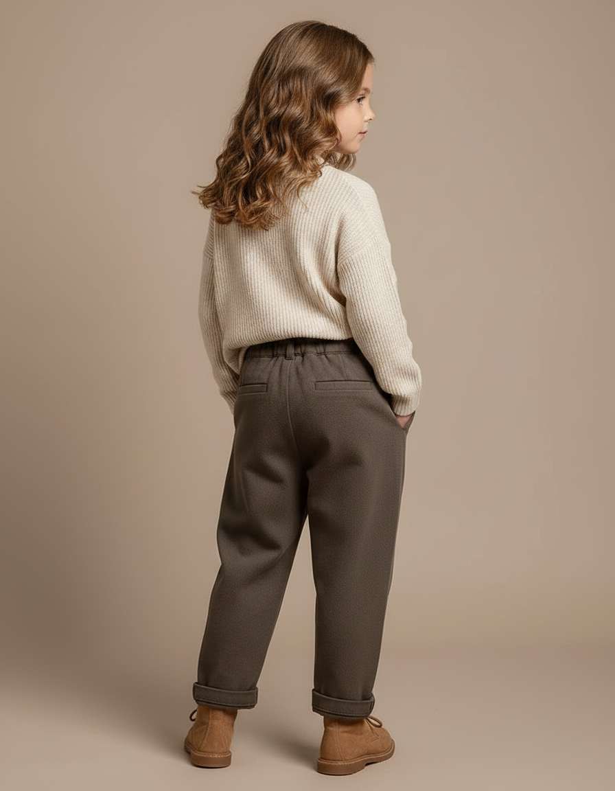 Pantalon Marron Ample Texturé Décontracté Enfant Chic - Molleton - vue 2