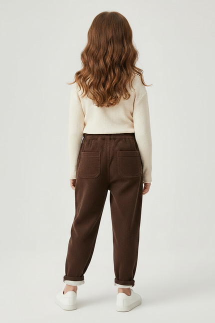 Pantalon Marron Côtelé Ample Épais Enfant - Cordé - vue 2
