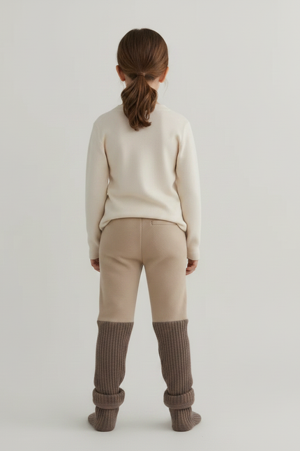 Pantalon Marron Côtelé Tricoté Doublé Chaud Enfant - Maille - vue 2