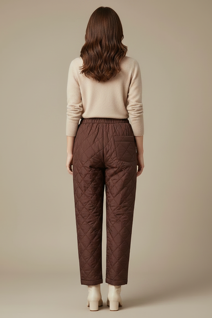 Pantalon Marron Matelassé Ample Hiver Chaud - Polyester - vue 2