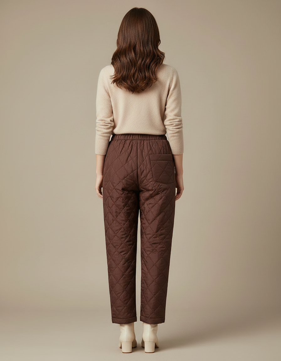 Pantalon Marron Matelassé Ample Hiver Chaud - Polyester - vue 2