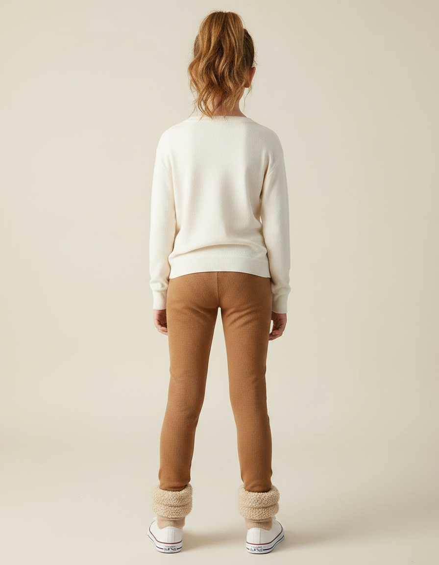 Pantalon Marron Côtelé Chaud Confortable Fille - Maille - vue 2