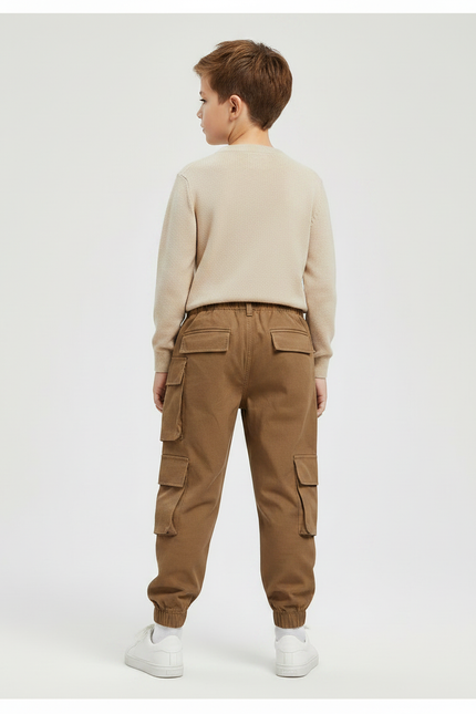 Pantalon Marron Cargo Garçon Décontracté Poches - Toile - vue 2