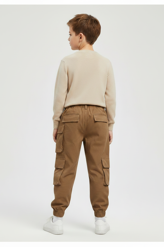 Pantalon Marron Cargo Garçon Décontracté Poches - Toile - vue 2