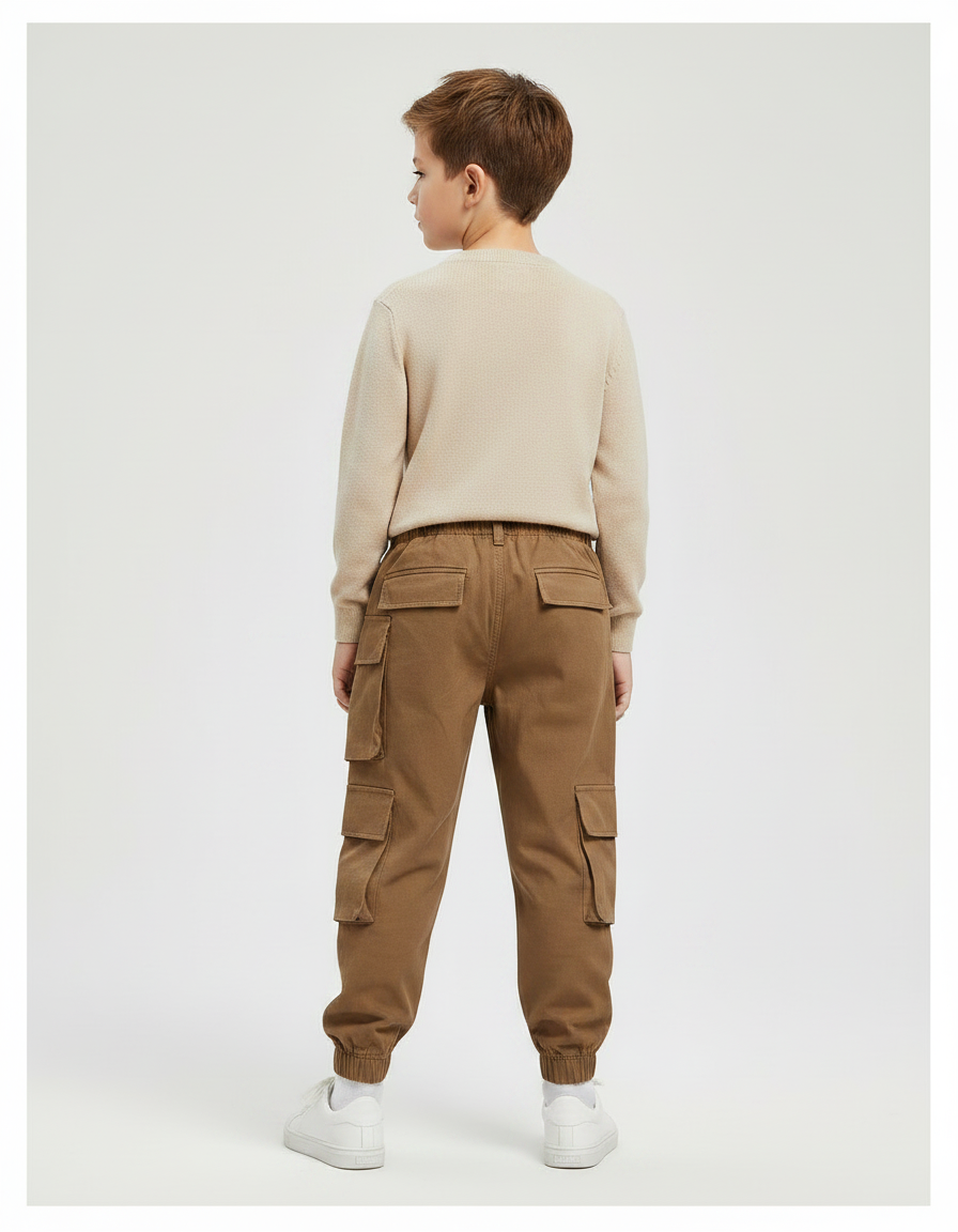 Pantalon Marron Cargo Garçon Décontracté Poches - Toile - vue 2