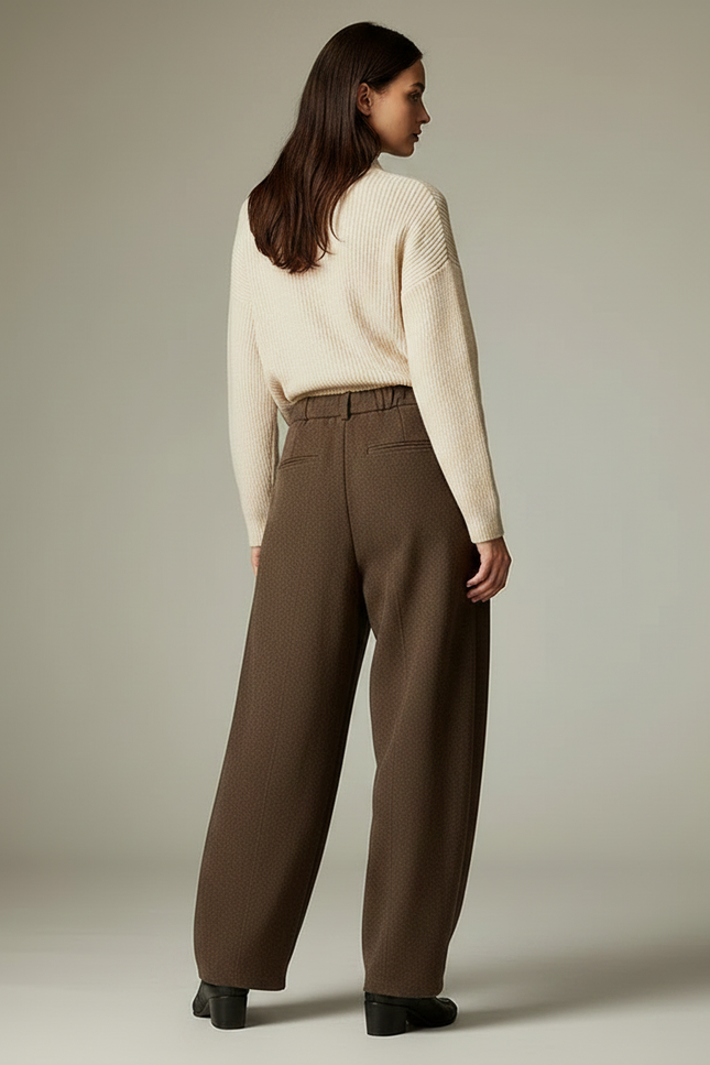 Pantalon Marron Ample Cordon Laine Décontracté Confortable - vue 2