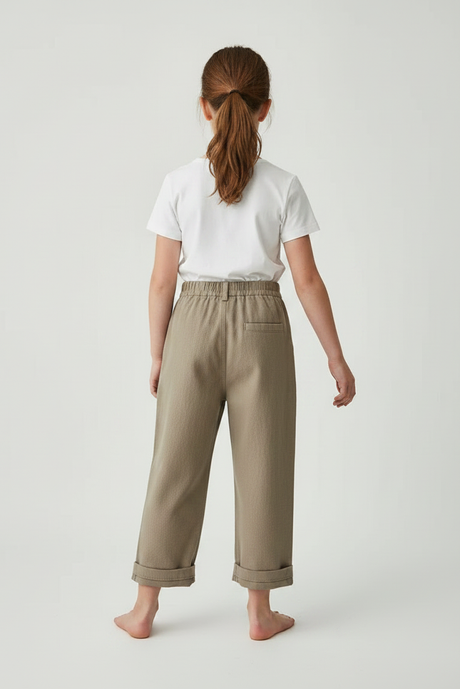 Pantalon Marron Coton Ample Poches Enfant - Kaki - vue 2