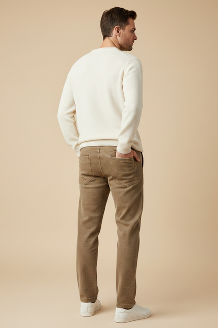 Pantalon Marron Homme Coton Décontracté Cordon - vue 2