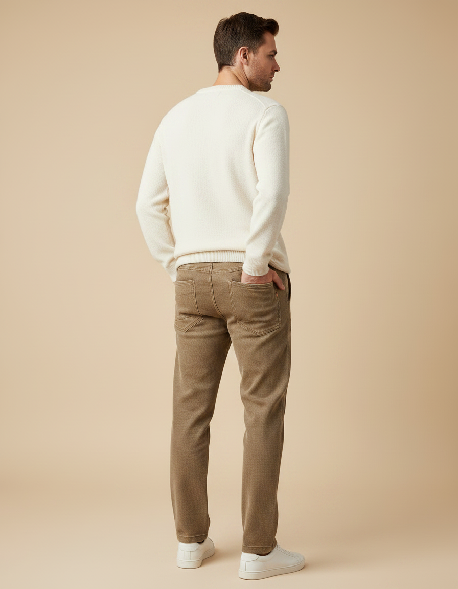 Pantalon Marron Homme Coton Décontracté Cordon - vue 2