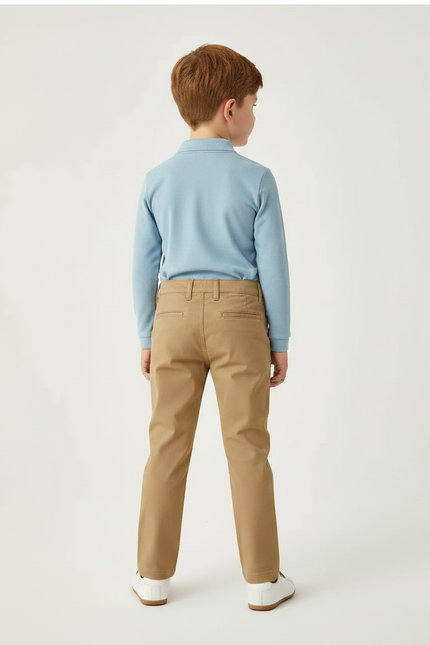 Pantalon Marron Garçon Coton Droit Classique Élégant - Kaki - vue 2