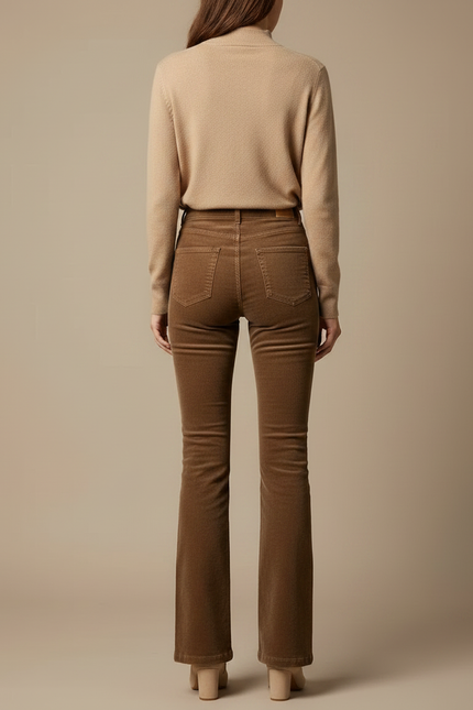 Pantalon Flare Marron - Cordé - vue 2