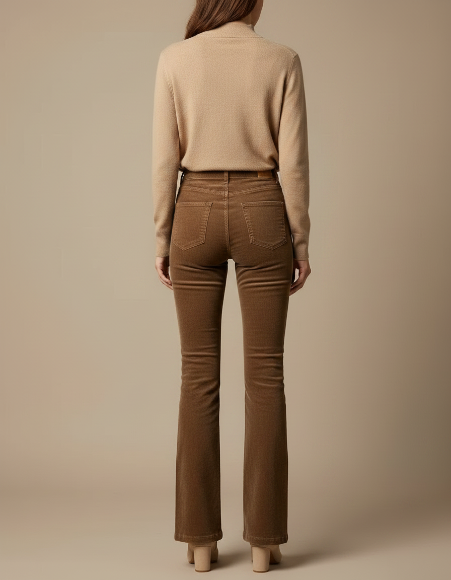 Pantalon Flare Marron - Cordé - vue 2