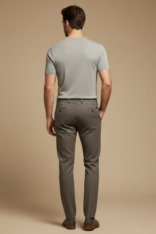 Pantalon Marron Laine Slim Formel Élégant Homme - vue 2