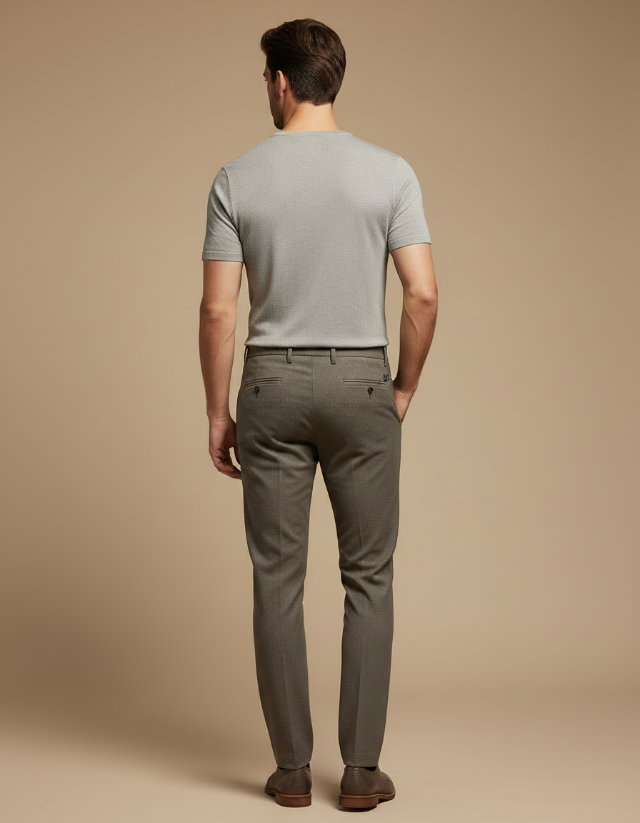 Pantalon Marron Laine Slim Formel Élégant Homme - vue 2
