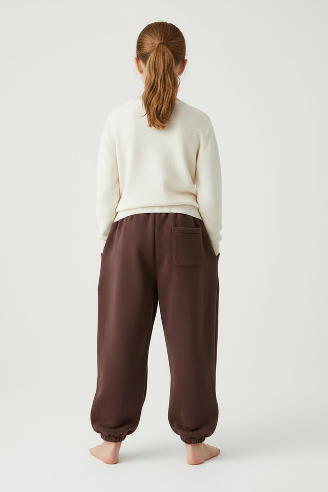 Pantalon Marron Polaire Ample Cordon Enfant - Molleton - vue 2