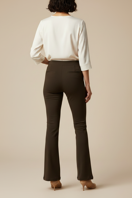 Pantalon Bootcut Marron - Polyester - vue 2