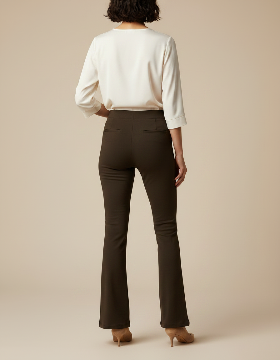 Pantalon Bootcut Marron - Polyester - vue 2