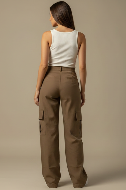 Pantalon Marron 3f1e - Kaki Gabardine - vue 2