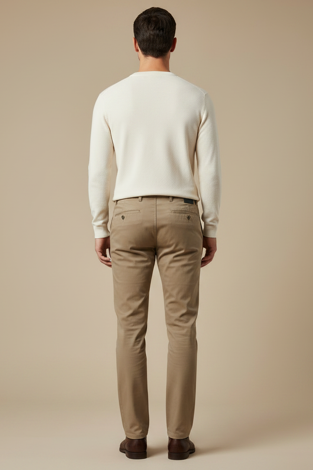 Pantalon Marron Homme Coton Slim Décontracté - Kaki - vue 2