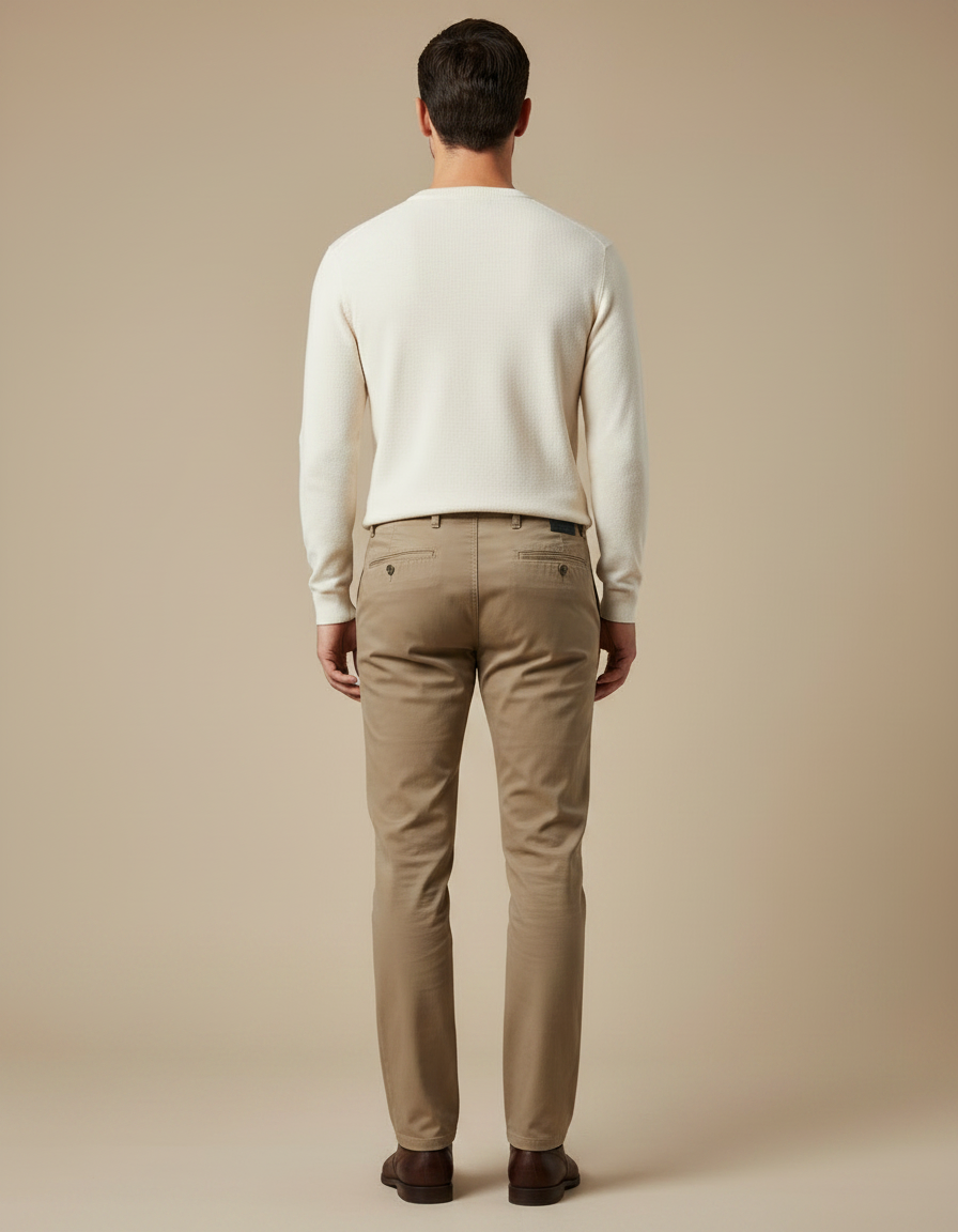 Pantalon Marron Homme Coton Slim Décontracté - Kaki - vue 2