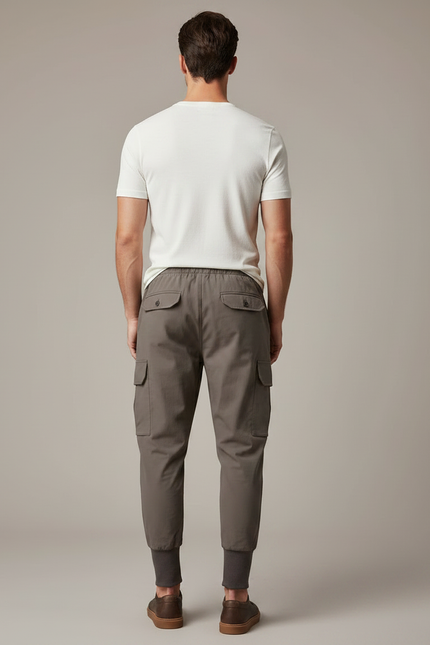 Pantalon Marron Cargo Jogger Coton Sport Décontracté Homme - Kaki - vue 2
