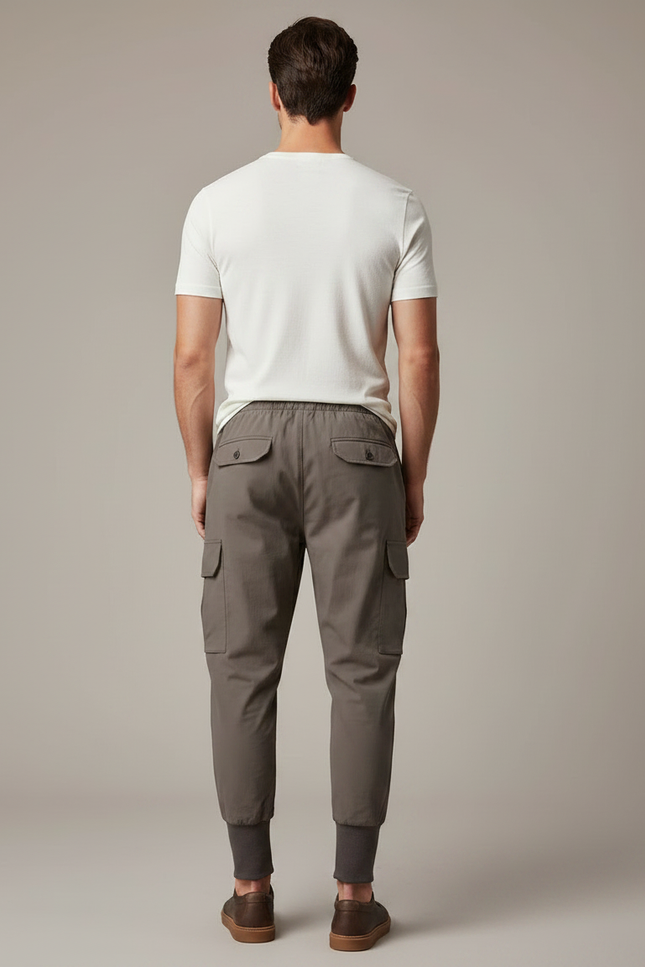 Pantalon Marron Cargo Jogger Coton Sport Décontracté Homme - Kaki - vue 2