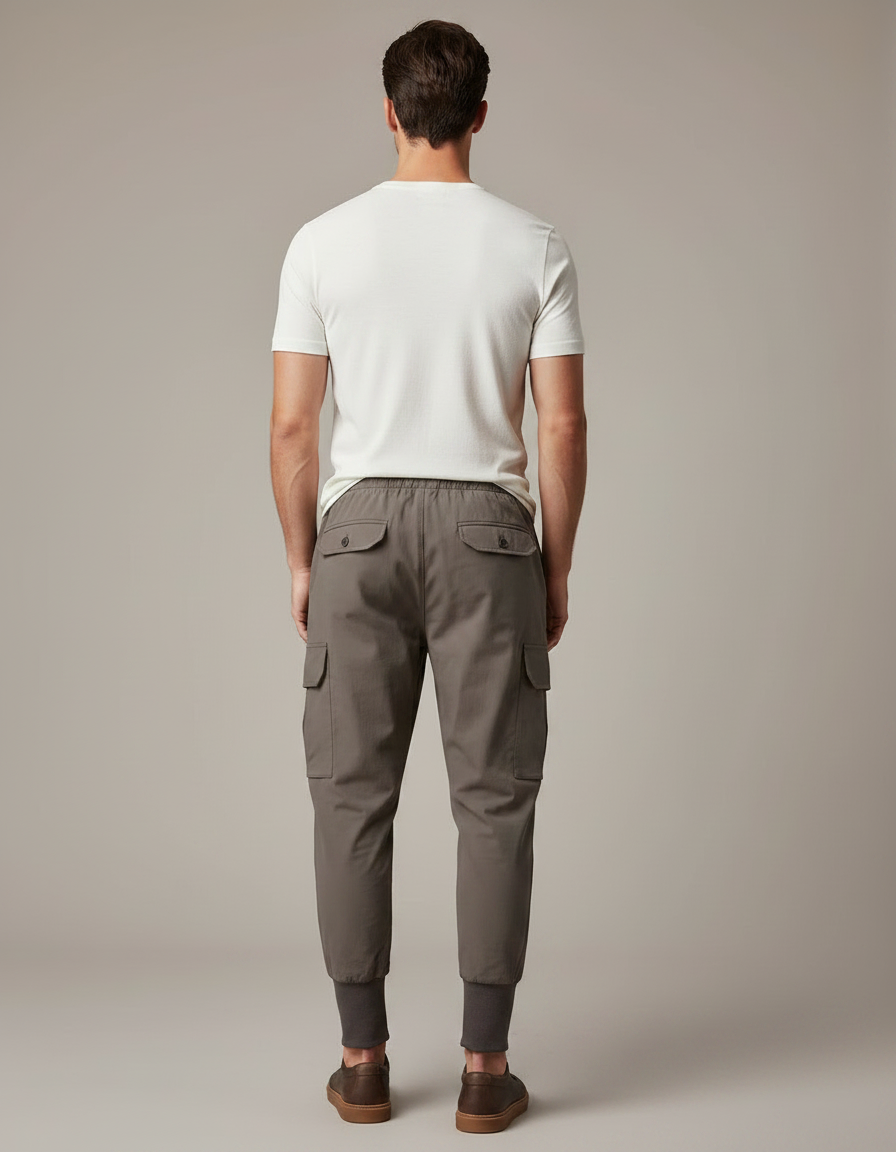 Pantalon Marron Cargo Jogger Coton Sport Décontracté Homme - Kaki - vue 2