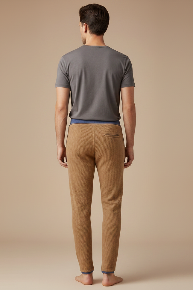Pantalon Marron Homme Chaud Tricoté Confortable - Camel Maille - vue 2