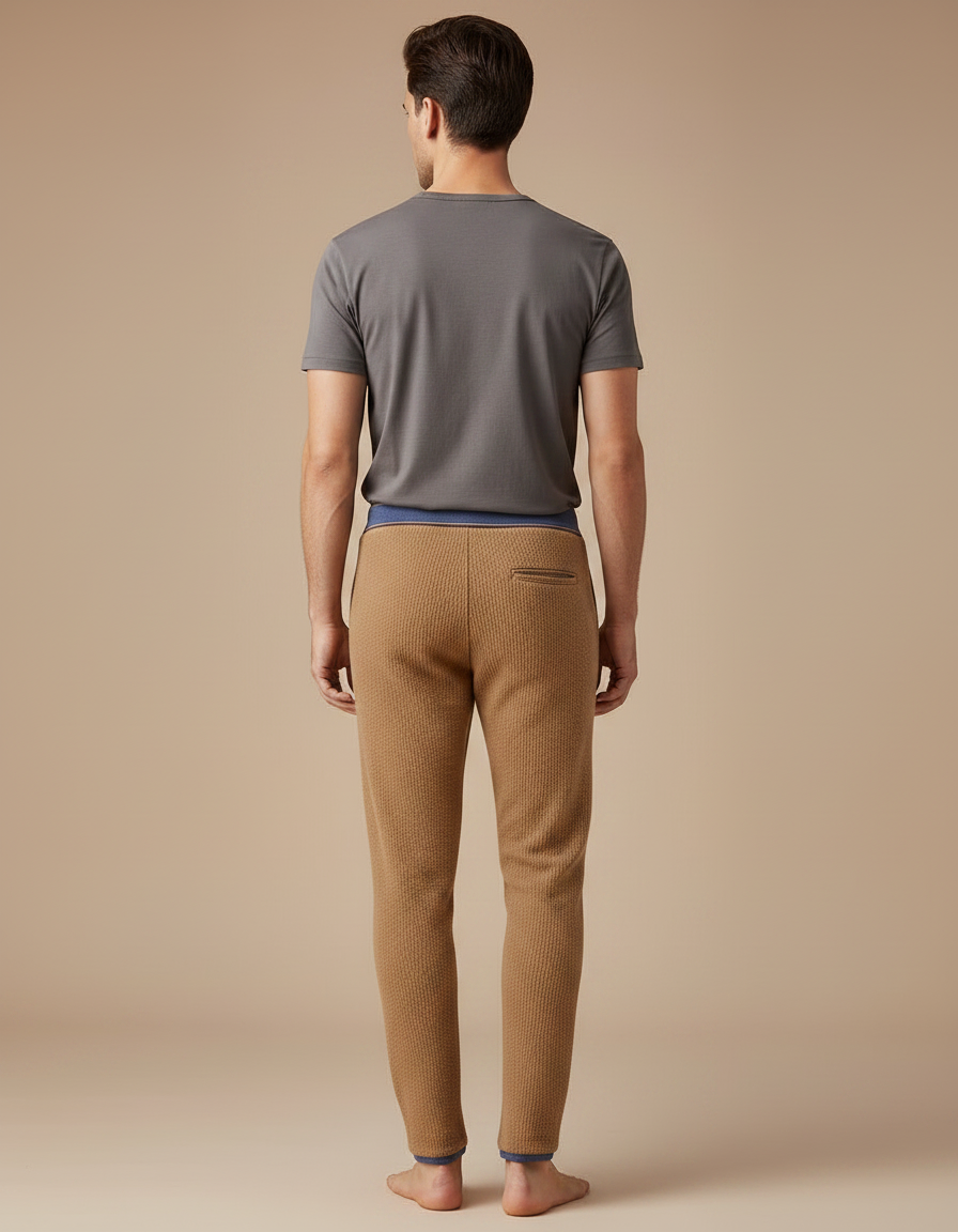 Pantalon Marron Homme Chaud Tricoté Confortable - Camel Maille - vue 2