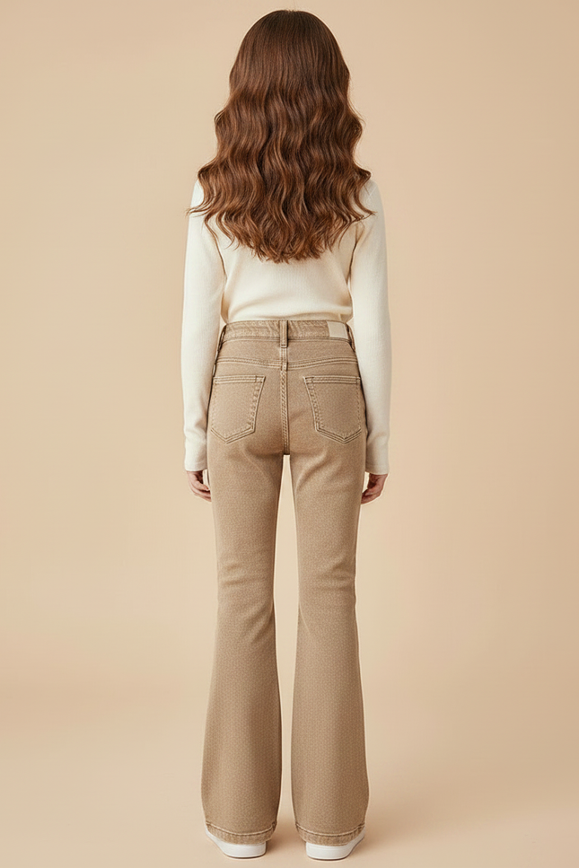 Pantalon Marron Flare Denim Vintage Fille Taille Haute - Jean - vue 2