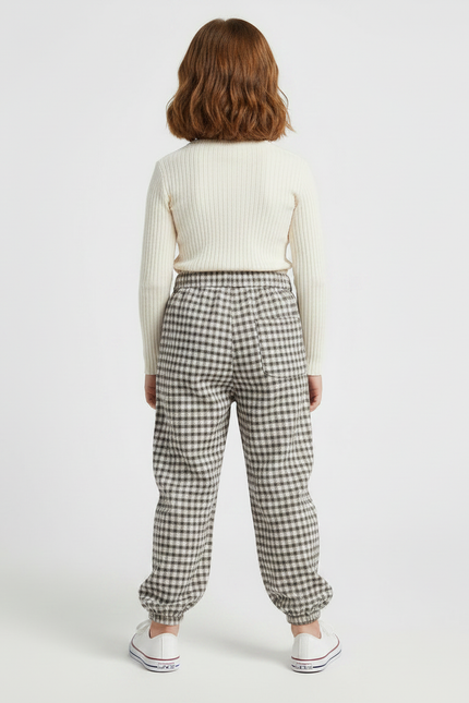 Pantalon Marron À Carreaux Ample Doux Enfant - Tweed - vue 2