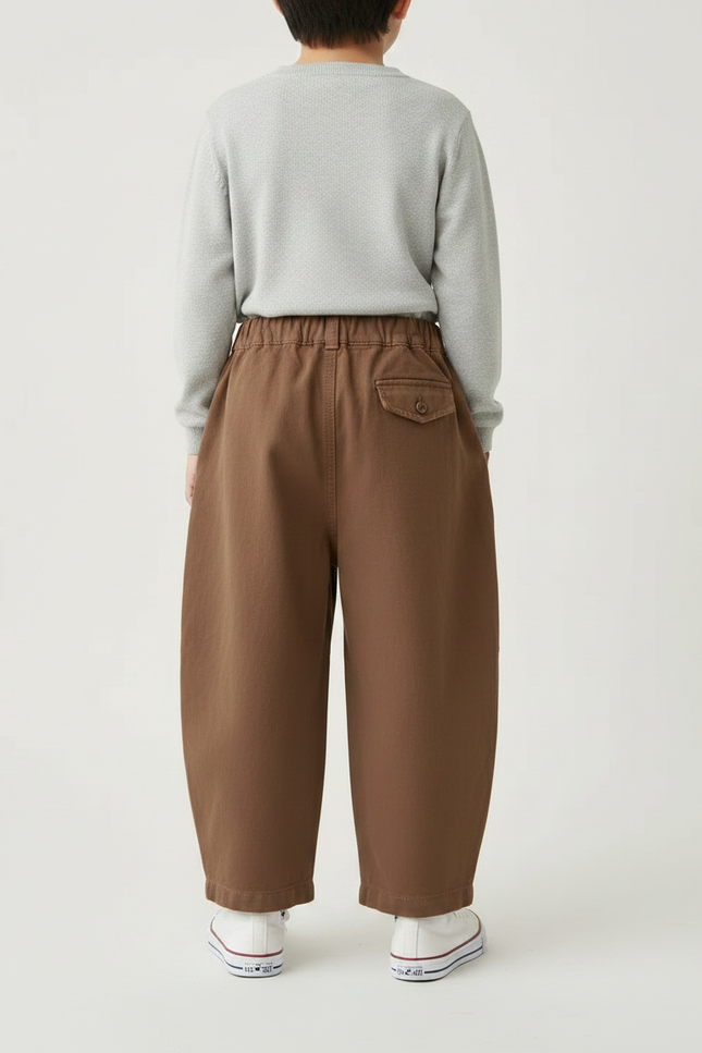 Pantalon Marron Ample Élastique Décontracté Coton Enfant - vue 2