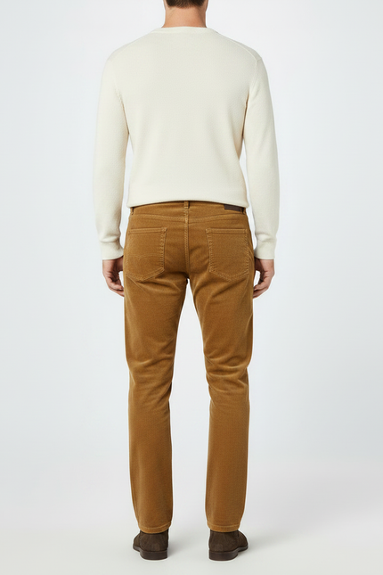 Pantalon Marron Côtelé Droit Décontracté Épais - Cordé - vue 2